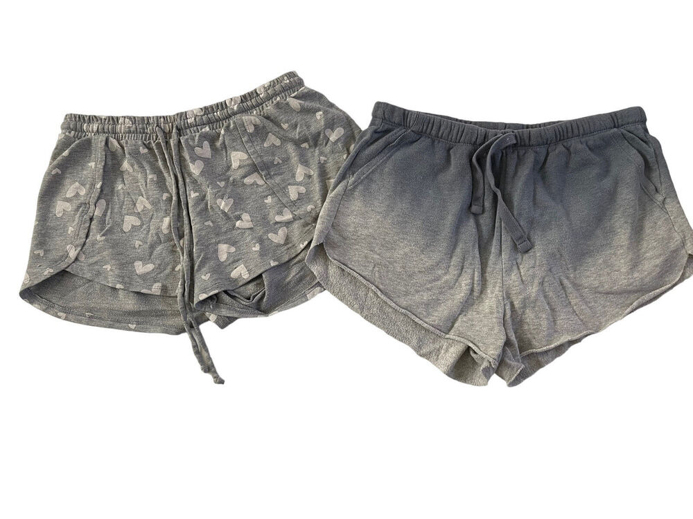 Colsie XS Gray Blue Tie Dye Love & Cherish Hearts Lounge Sleep Shorts Lot #OL12
